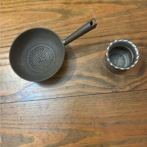 Vintage Metal Strainer and Cup Set